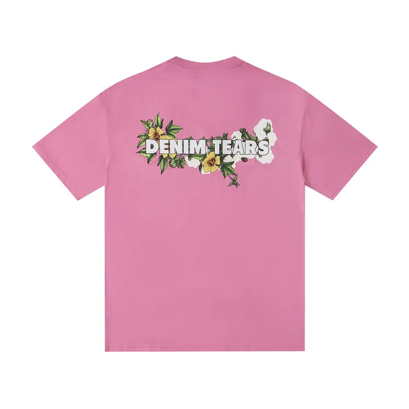D310 #DENIM TEARS Kapok classic pure cotton loose unisex white short-sleeved T-shirt 38 p100 black, white, green, pink, blue